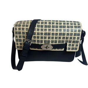 Mulberry Navy & Cream Leather Crossbody – Silver Hardware –